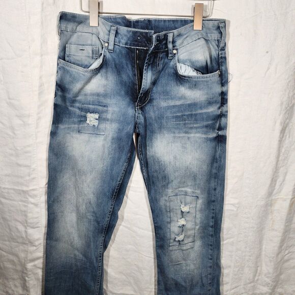 BUFFALO DavidBrutton Jeans 34 X 31 distressed & missing rivet buttoin at waist - Picture 2 of 9